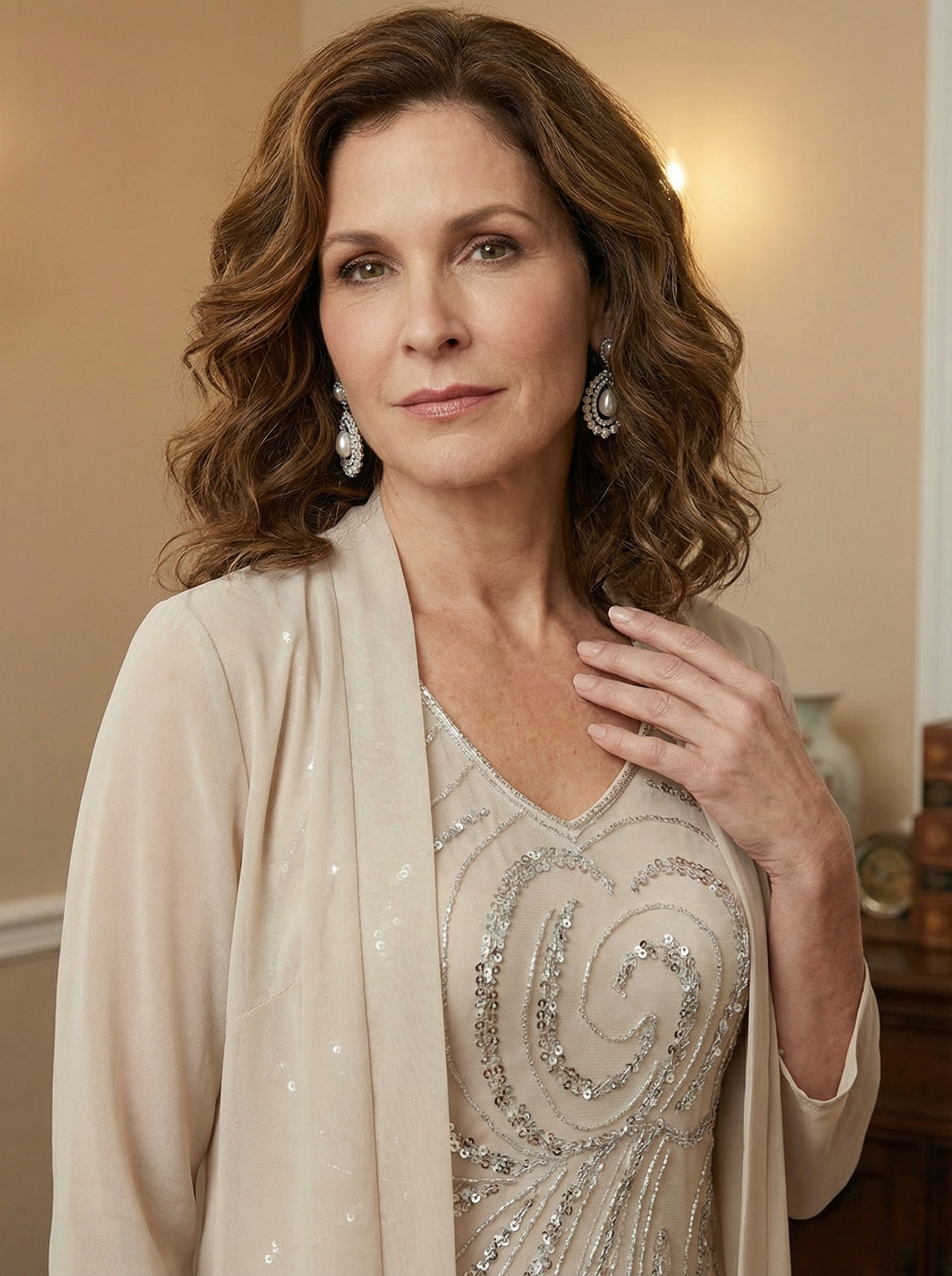 Sheath/Column V-Neck Ankle-Length Mother of the Bride Dresses with Jacket & Sequins