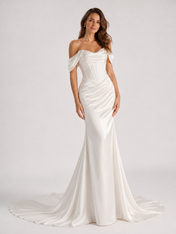 Sleek Satin Sheath Wedding Dress with Sweep Train