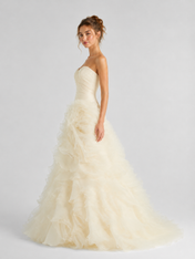 Elegant Ruffled Organza Ball Gown Wedding Dress with Sweep Train
