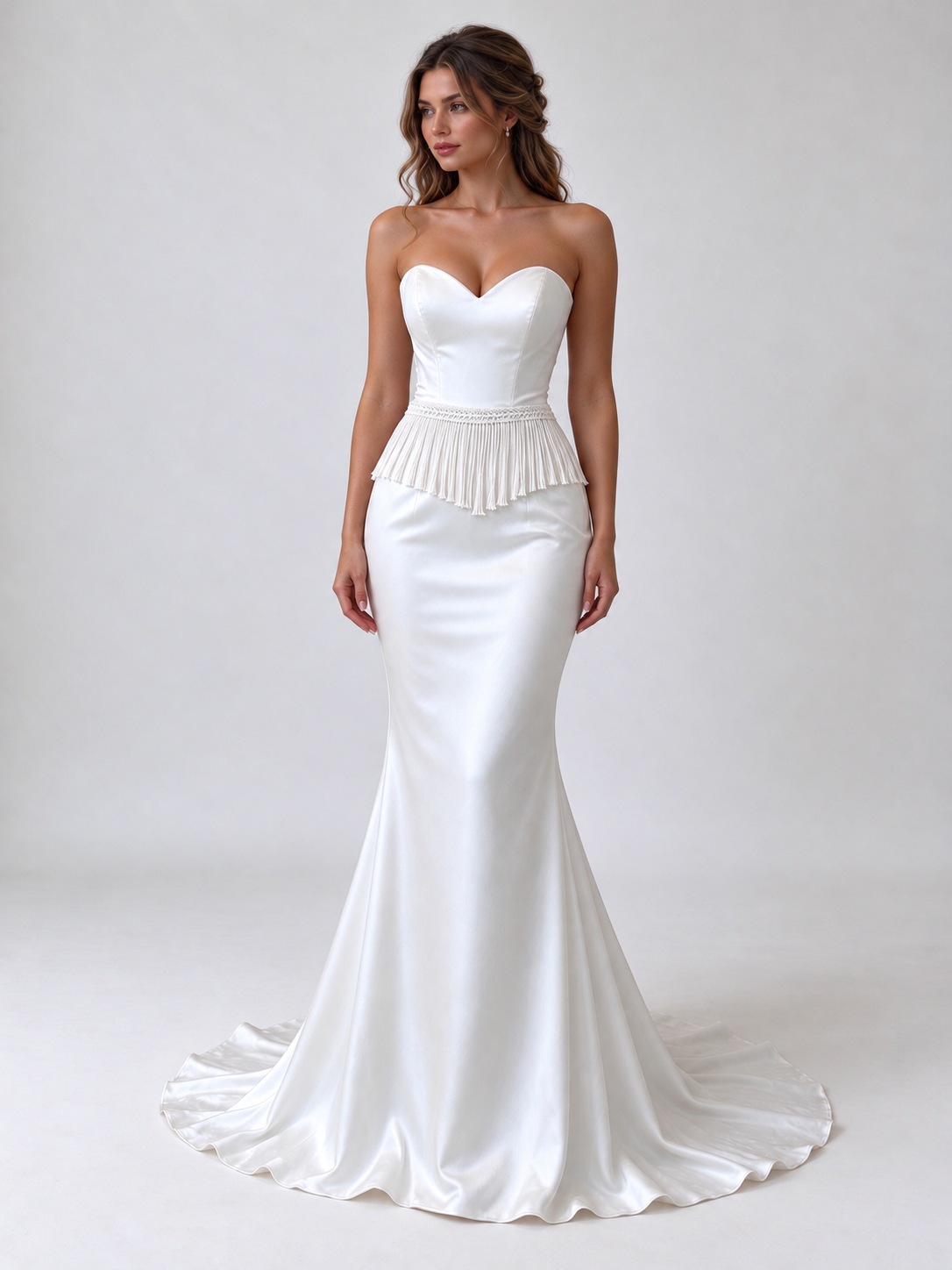 Strapless Sweetheart Satin Mermaid Wedding Dress