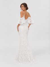 Elegant Off-the-Shoulder Lace Sheath Wedding Dress with Sweep Train
