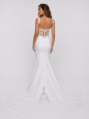 Elegant Sweetheart Satin Mermaid Wedding Dress with Sheer Lace Bodice and Chapel Train