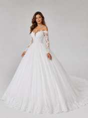 Elegant Off-the-Shoulder Lace Applique Tulle A-Line Wedding Dress with Chapel Train
