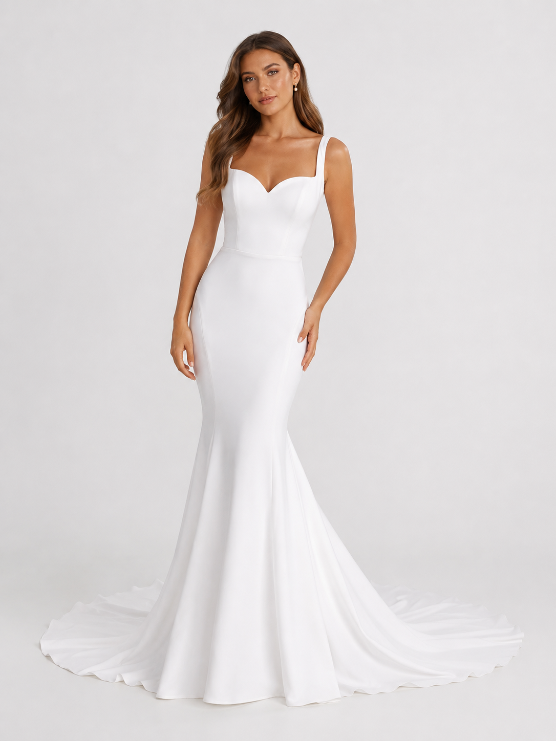 Elegant Sweetheart Satin Mermaid Wedding Dress with Spaghetti Straps and Chapel Train