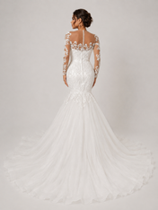 Elegant Long-Sleeve Illusion Lace Mermaid Wedding Dress with Chapel Train