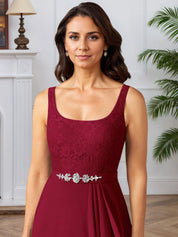 A-Line Square Neckline Lace Chiffon Mother of the Bride Dress