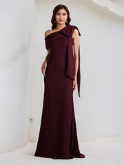 Trumpet/Mermaid One Shoulder Floor Length Stretch Crepe Dress With Bow