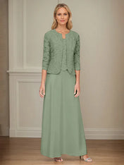 Glitter Lace & Satin Skirt Jacket Dress with Open Jacket