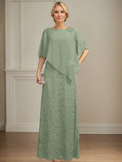Sheath/Column Scoop Floor-Length Chiffon Lace Mother of the Bride Dress With Sequins Beading