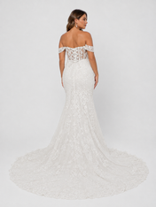 Elegant Off-the-Shoulder Corset Lace Mermaid Wedding Dress with Chapel Train