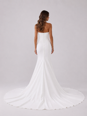 Elegant Strapless Corset Satin Mermaid Wedding Dress with Chapel Train