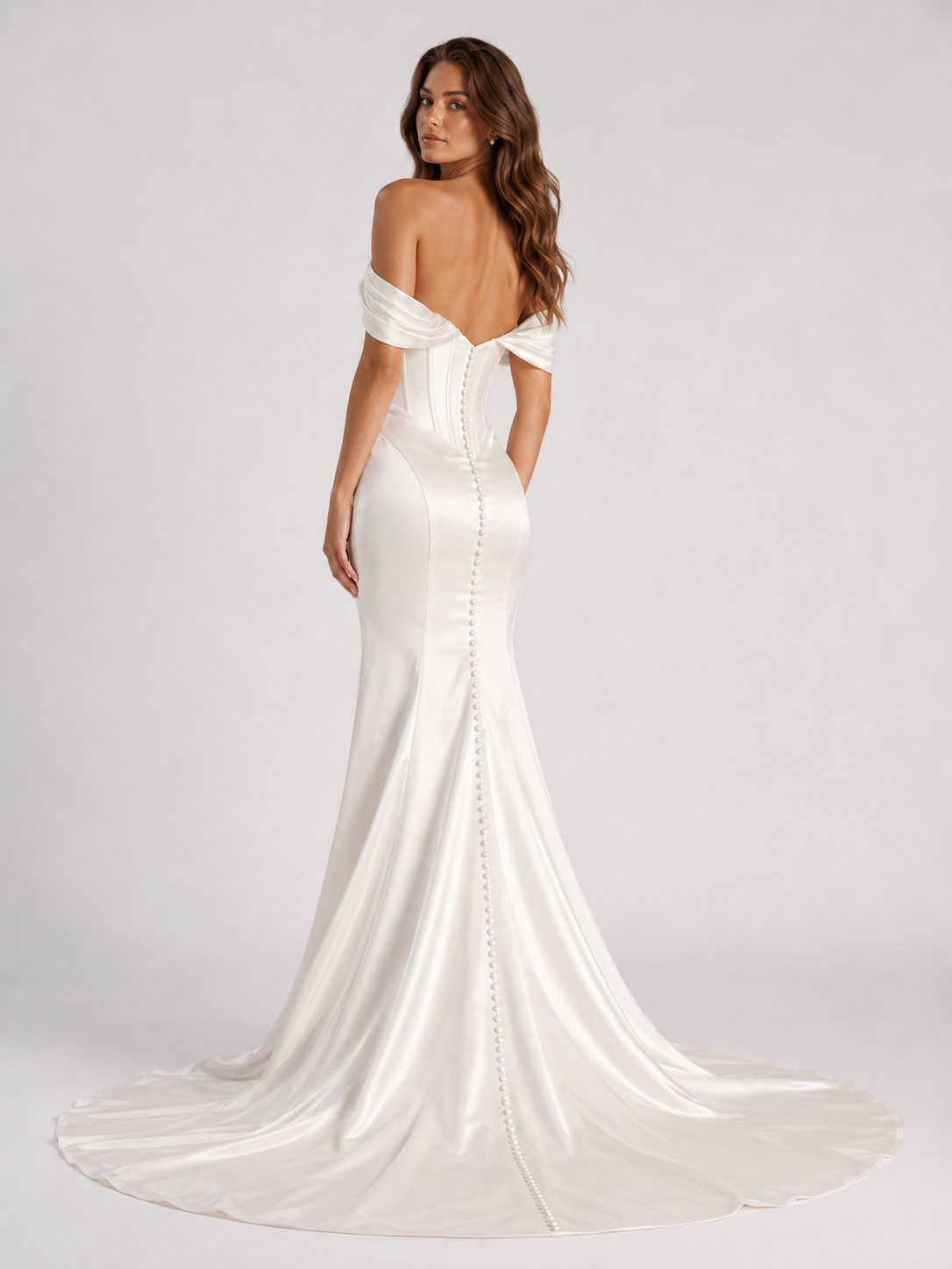 Sleek Satin Sheath Wedding Dress with Sweep Train