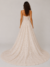 Elegant Sweetheart Lace Corset A-Line Wedding Dress with Beaded Straps and Chapel Train