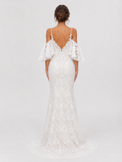 Elegant Off-the-Shoulder Lace Sheath Wedding Dress with Sweep Train