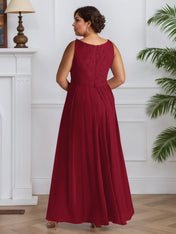 A-Line Square Neckline Lace Chiffon Mother of the Bride Dress