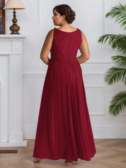 A-Line Square Neckline Lace Chiffon Mother of the Bride Dress