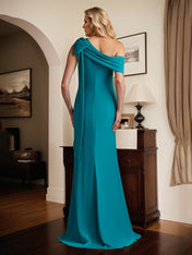 Trumpet/Mermaid One Shoulder Floor Length Stretch Crepe Dress With Bow