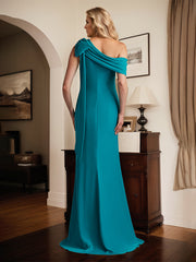 Trumpet/Mermaid One Shoulder Floor Length Stretch Crepe Dress With Bow