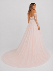 Elegant Off-the-Shoulder Long Sleeve Lace Corset A-Line Wedding Dress with Chapel Train