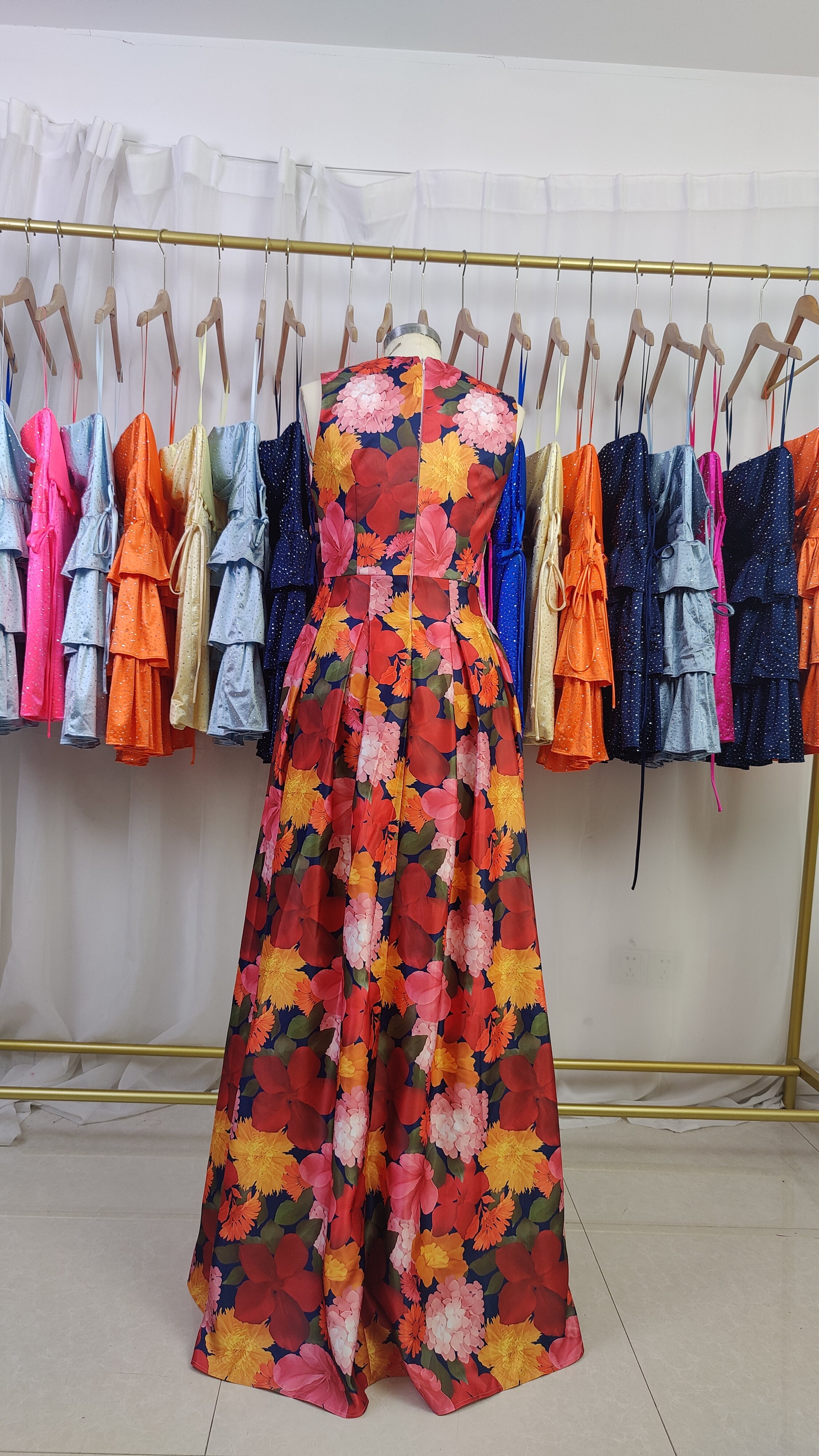 A-line V-Neck Floral Mother of the Bride Dress