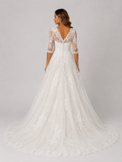 Elegant Lace Applique Tulle A-Line Wedding Dress with Sweep Train