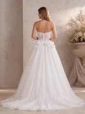 Strapless Sweetheart Ball Gown with Floral Appliqué Waist Wedding Dress