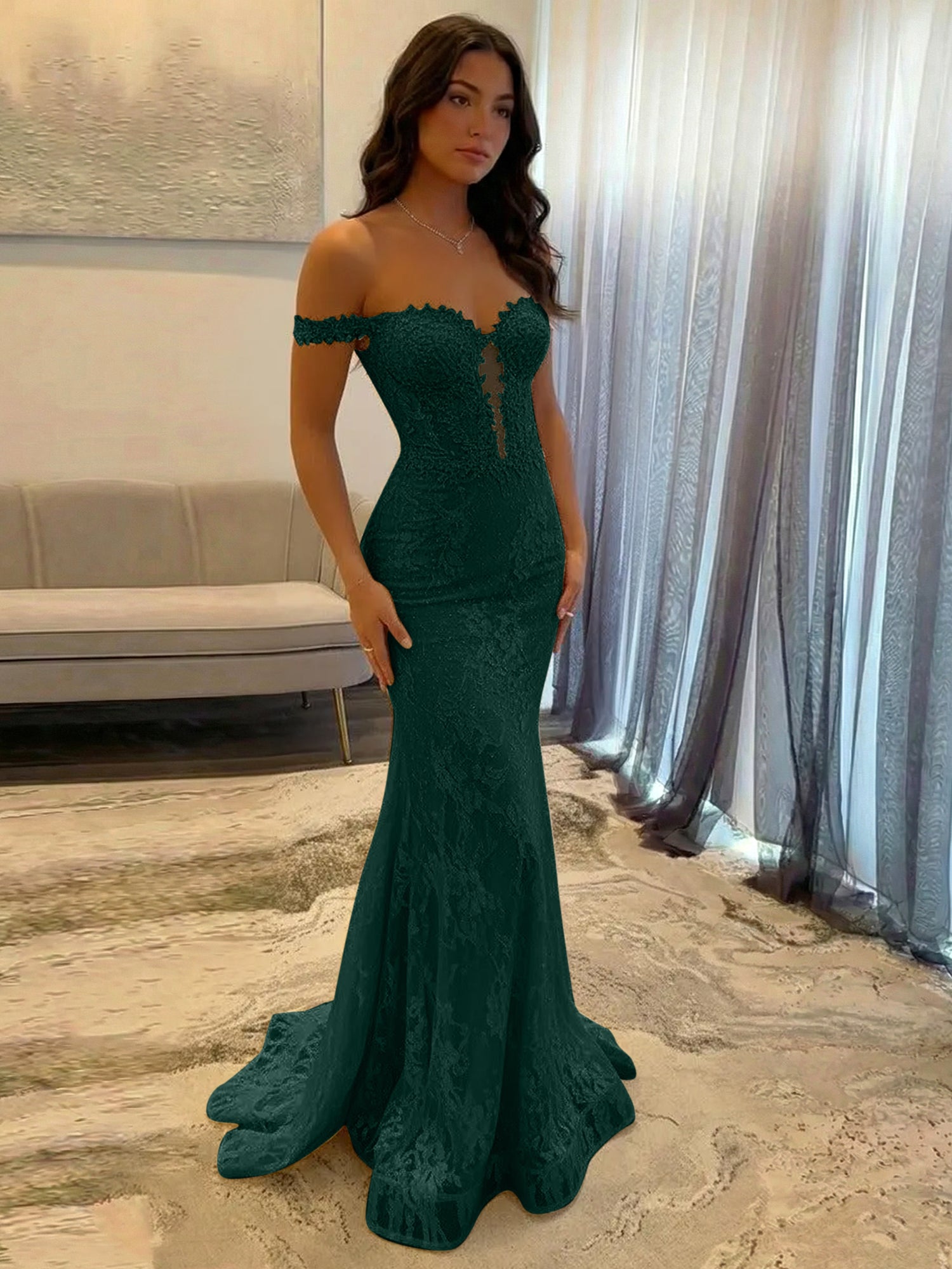 Sparkly Off the Shoulder Mermaid Corset Long Prom Dress