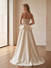 Strapless Sweetheart Peplum Ball Gown Wedding Dress