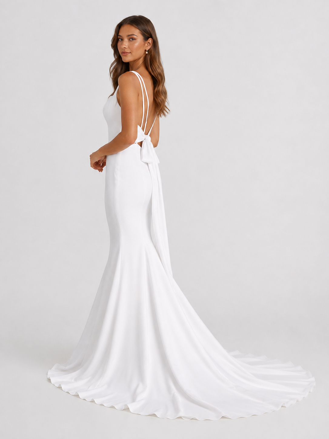 Elegant Sweetheart Satin Mermaid Wedding Dress with Spaghetti Straps and Chapel Train