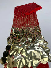 Mock Neck Ombré Sequin and Coin-Embellished Evening Dress