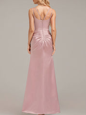 Robe de travail semi-formelle verte sans manches à volants, robe midi ajustée