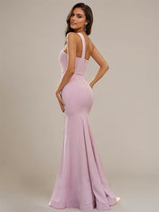 Sheath/Column Stretch Crepe Ruffles One-Shoulder Sleeveless Floor-Length Bridesmaid Dresses