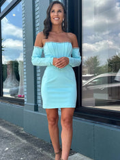 Off the Shoulder Beaded Bodycon Short Homecoming Dress