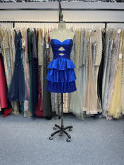 A Line Strapless Sweetheart Satin Homecoming Dress with Keyhole