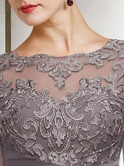 Chiffon half Sleeves Mother of the Bride Pantsuits with Lace