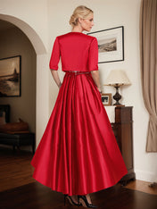 Two Tone Satin And Lace Applique Mother Of The Bride Dresses With Jacket