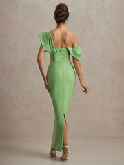 Formal Party One Shoulder Ankle Length Asymmetric neckline Sleeveless Dress