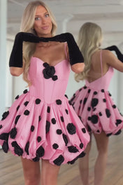 A Line Spaghetti Straps Short Homecoming Dress with 3D Flowers