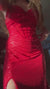 Sparkly Red Mermaid Spaghetti Straps Long Prom Dresses with Slit
