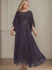 A-line Scoop Illusion Ankle-Length Lace Chiffon Mother of the Bride Dress With Sequins