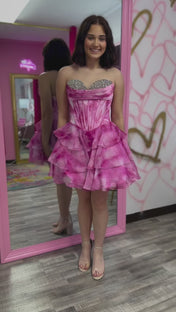 Sweetheart Strapless A-Line Beaded Floral Homecoming Dress