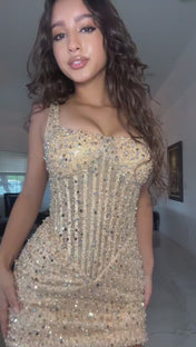 Square Neck Fully Rhinestone Mini Bodycon Dress Homecoming Dresses