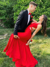 Yellow Mermaid Unique Open Back Long Prom Dress